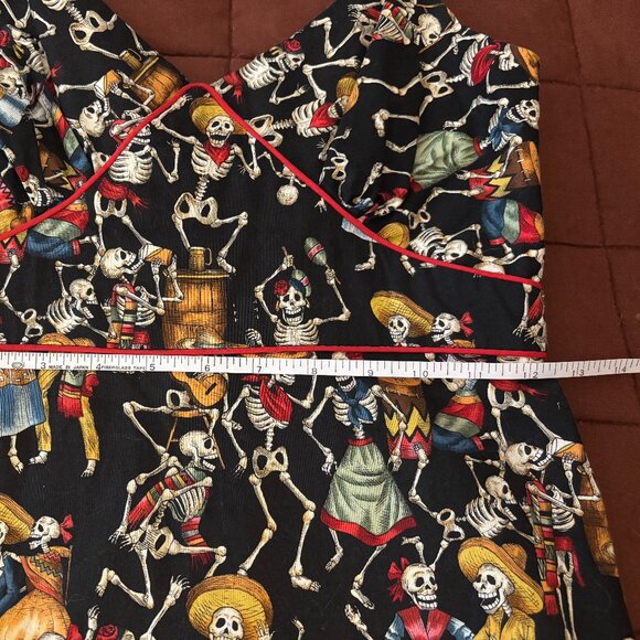 Partying skeletons /Day of the Dead dress by Paper Doll Productions XS - Picture 11 of 13
